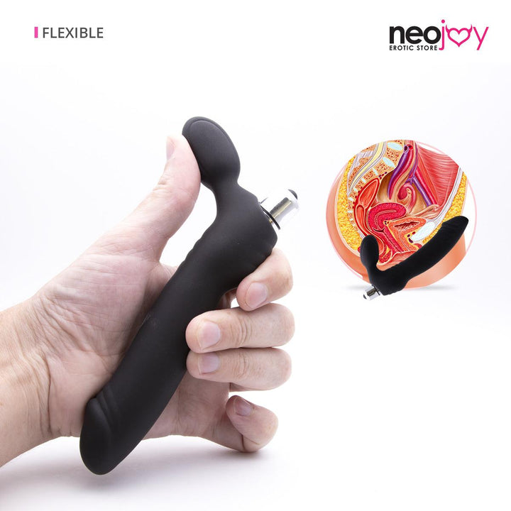 Neojoy Strapless Double Vibrating Dildo Silicone For Solo and Couple - Black  6.88 inch- 17cm