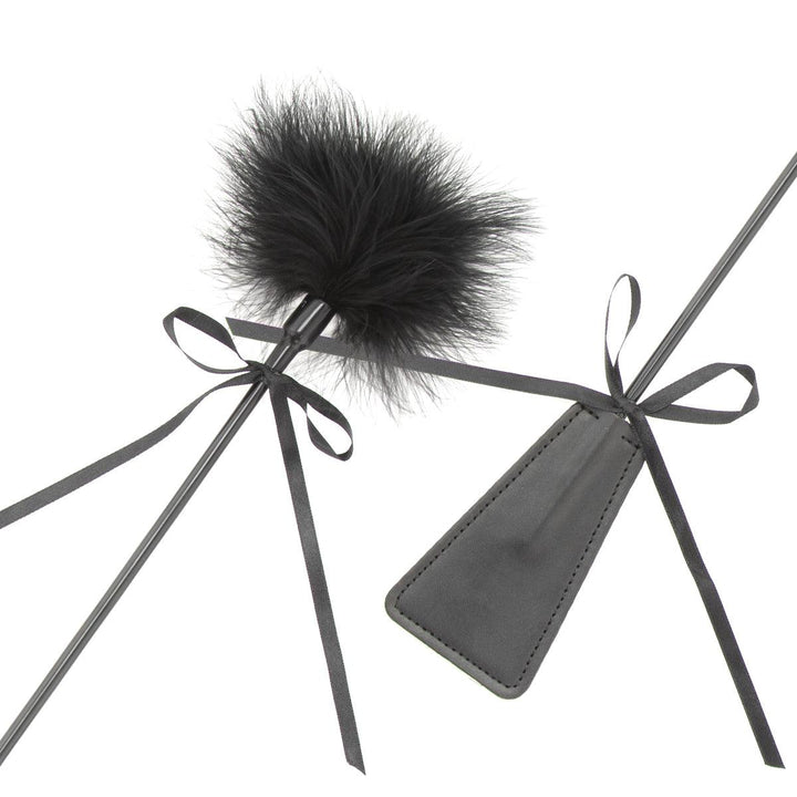 Neojoy Fancy Tickler Double ended with Silicone and Feathers - Black 15.74 inch - 40cm 1
