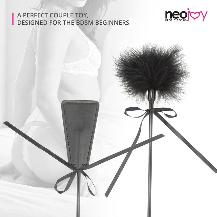 Neojoy Fancy Tickler Double ended with Silicone and Feathers - Black 15.74 inch - 40cm 2