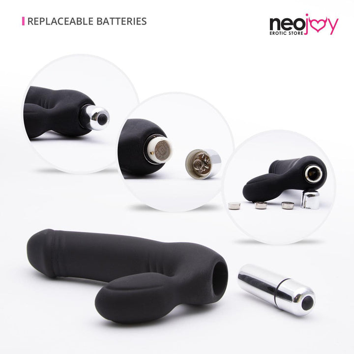 Neojoy Double Dildo Vibrator Insertable - Large - Black - Lucidtoys