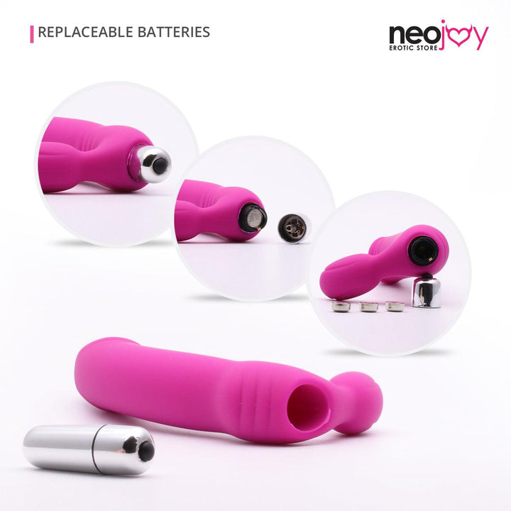 Neojoy Double Dildo Vibrator Insertable - Large Pink - Lucidtoys