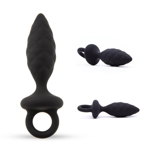Neojoy Silicone Anal Plug with Loop - Black - Lucidtoys
