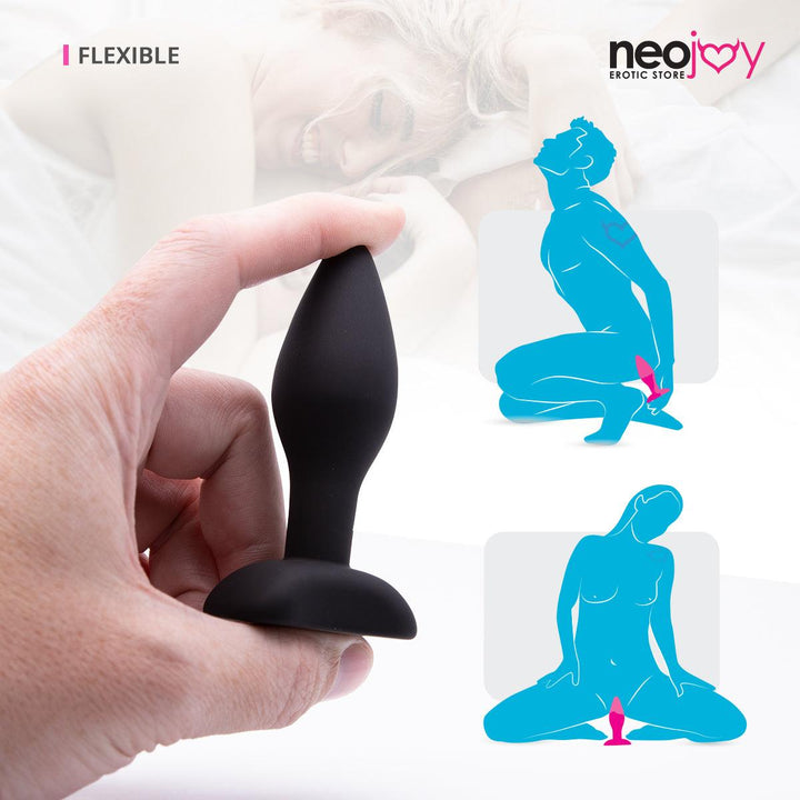 Neojoy Smooth Silicone Small Butt Plug - Up to 5" - Black - Lucidtoys