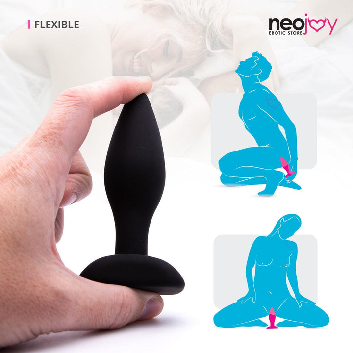 Neojoy Smooth Silicone Medium Butt Plug - Up to 5" - Black - Lucidtoys