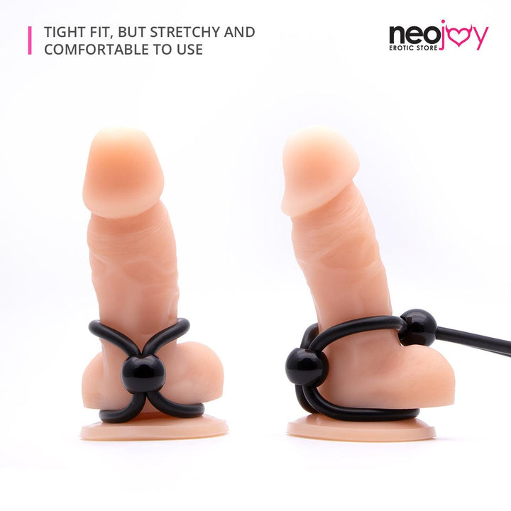 Neojoy Silicone Double Strap (Clear-Black) Cock rings - lucidtoys.com Dildo vibrator sex toy love doll