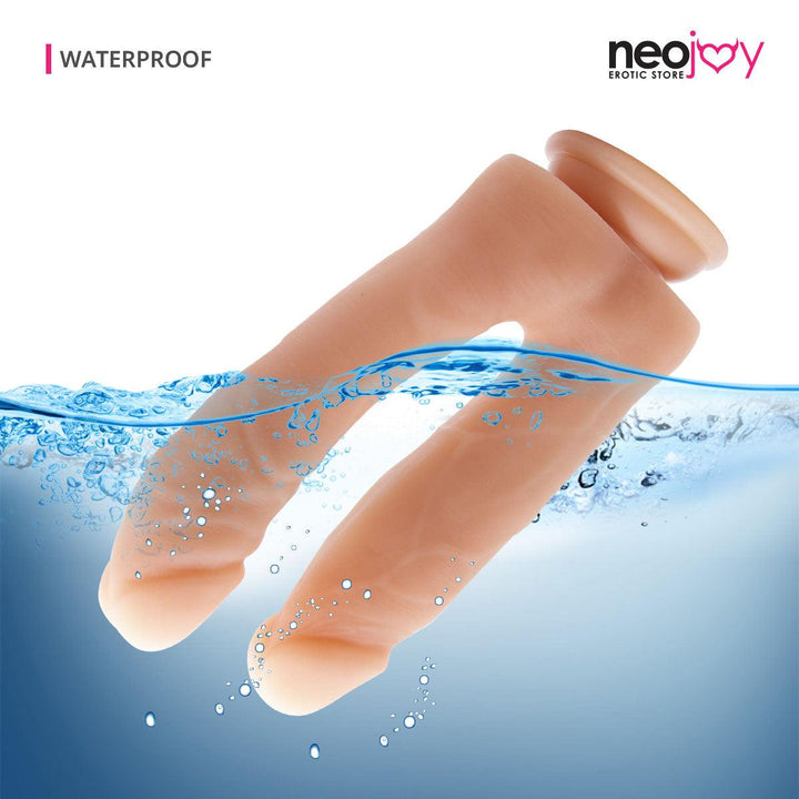 Neojoy - Double Penetrator Dildo - Dual Realistic Shafts Anal Vaginal â€“ Flesh â€“ 19cm â€“ 7.48 inch - Lucidtoys