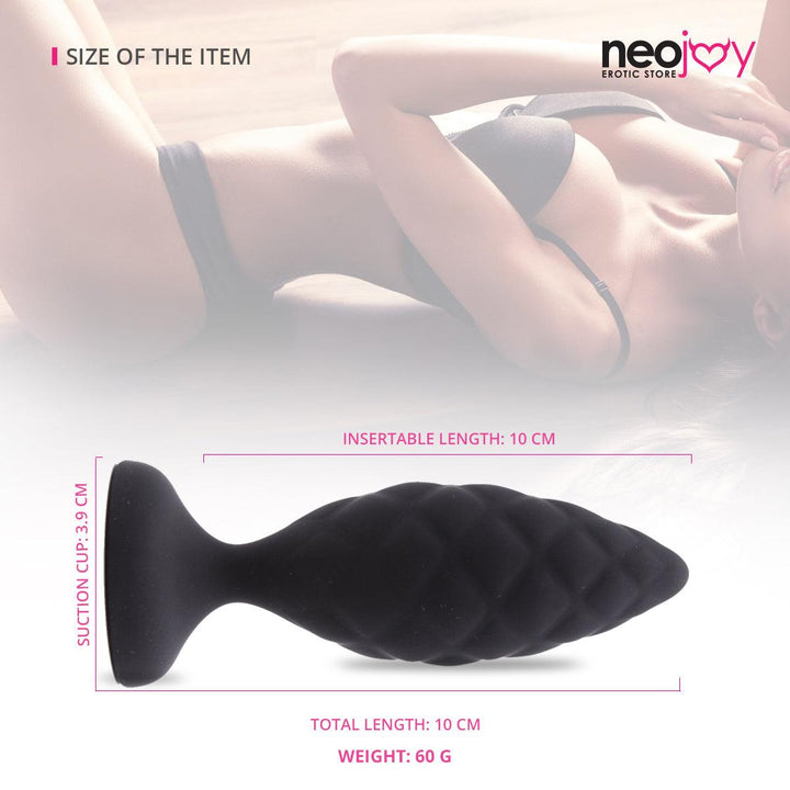 Neojoy - Pinecone Silicone Anal Butt Plug 10cm - Black - Lucidtoys
