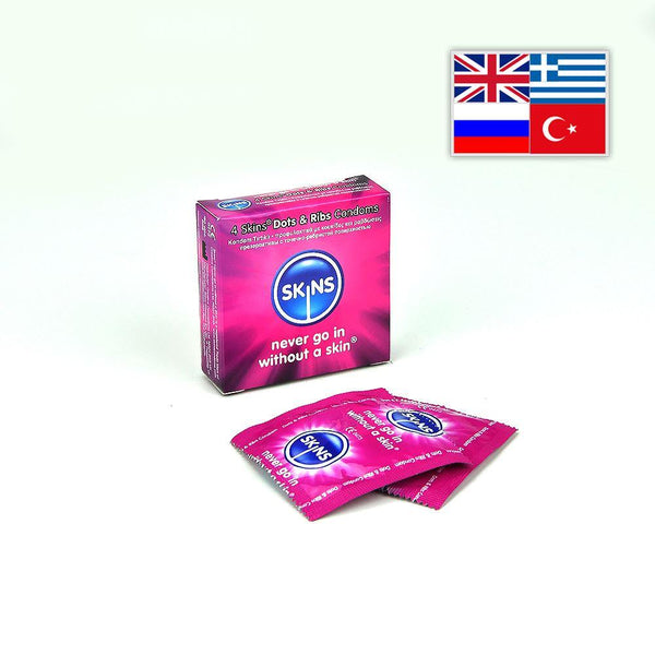 Skins Condoms Dots & Ribs 4 Pack International 1