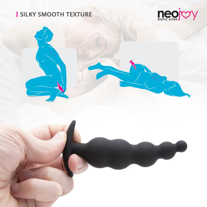 Neojoy Smooth Beaded Prober Silicone Hypoallergenic Butt Plug Prostate Massager - P-Spot Anal Stimulation Beads - Adult Sex Toy - Lucidtoys
