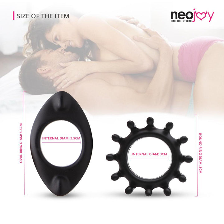 Neojoy Gear Ring Silicone Penis Ring for Enhanced Erection Set of 2 Cock Rings - Lucidtoys