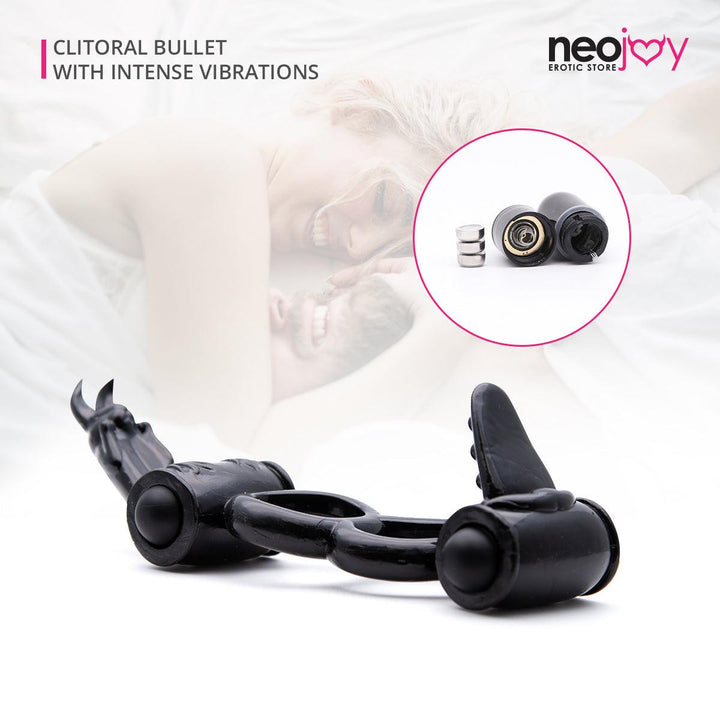 Neojoy Double Vibrator Ring Jelly Cock and Balls Double Ring Erection Enhancer - Lucidtoys