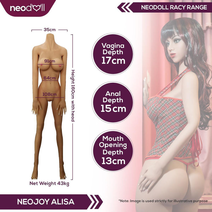 Neodoll Racy Alisa - Realistic Sex Doll - 160cm - Tan - Lucidtoys