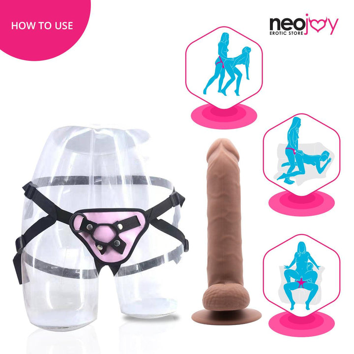 Neojoy - Daydream Realistic Dildo With Strap-On Dong - Brown - 22.3cm - 8.8 inch - Lucidtoys
