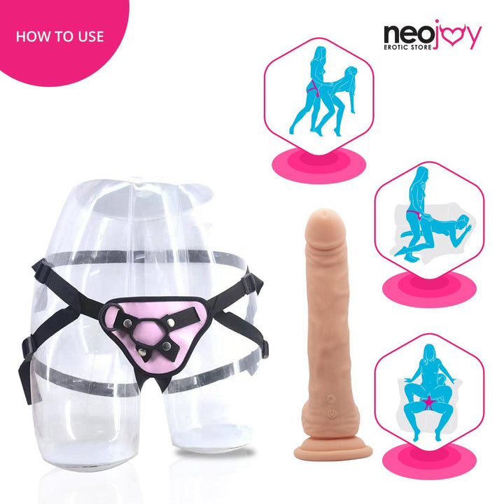 Neojoy - Biggy Vibrating Dildo With Strap-On Dong - Flesh - 18cm - 7.1 inch - Lucidtoys