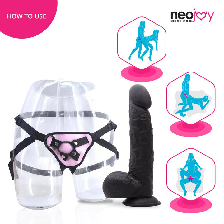 Neojoy - Girthy Lover Dildo With Strap-On Dong - Black - 25cm - 9.8 inch - Lucidtoys