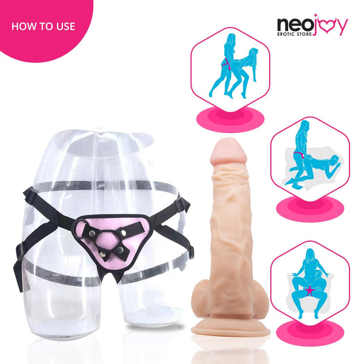 Neojoy - Ultra Realistic Dildo With Strap-On Dong - 24.5cm - 9.6 inch