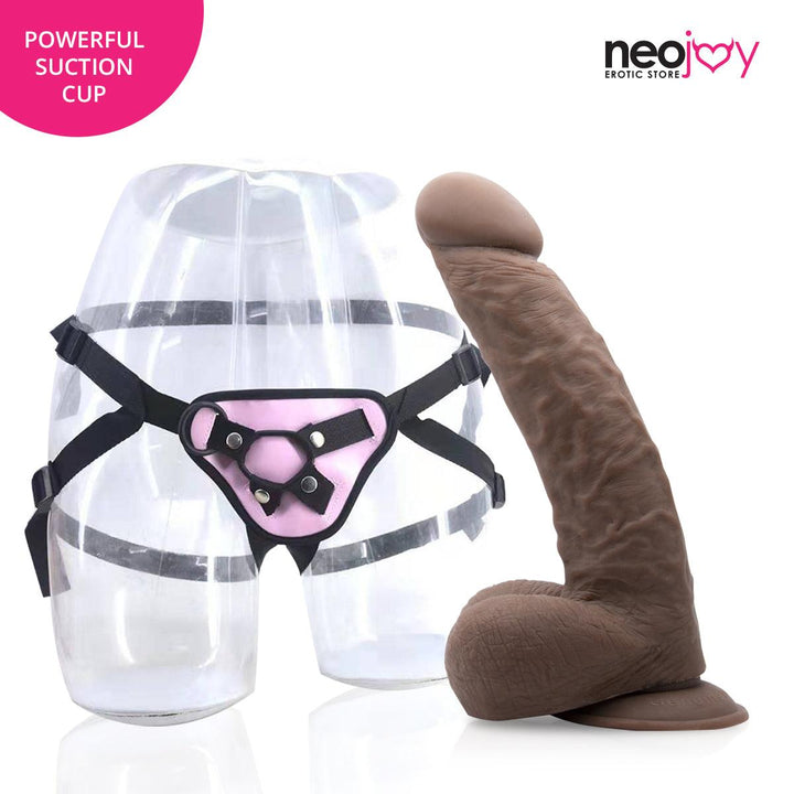Neojoy - Girthy Lover Dildo With Strap-On Dong - Brown - 25cm - 9.8 inch - Lucidtoys