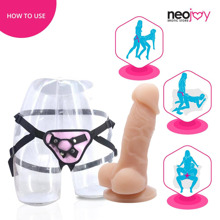 Neojoy Curvy Lover Suction Cup Dildo With Strap-On - 4" Dong Lesbian Sex Toy - Lucidtoys