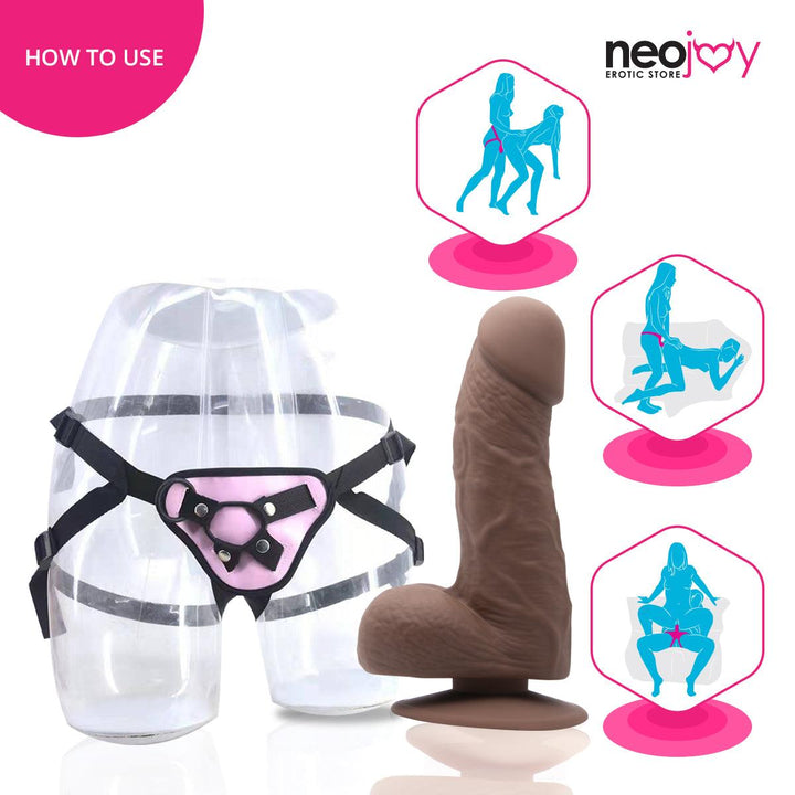 Neojoy Fill-me-up Dildo With Strap-On - Dong Lesbian Sex Toy - Brown - Lucidtoys