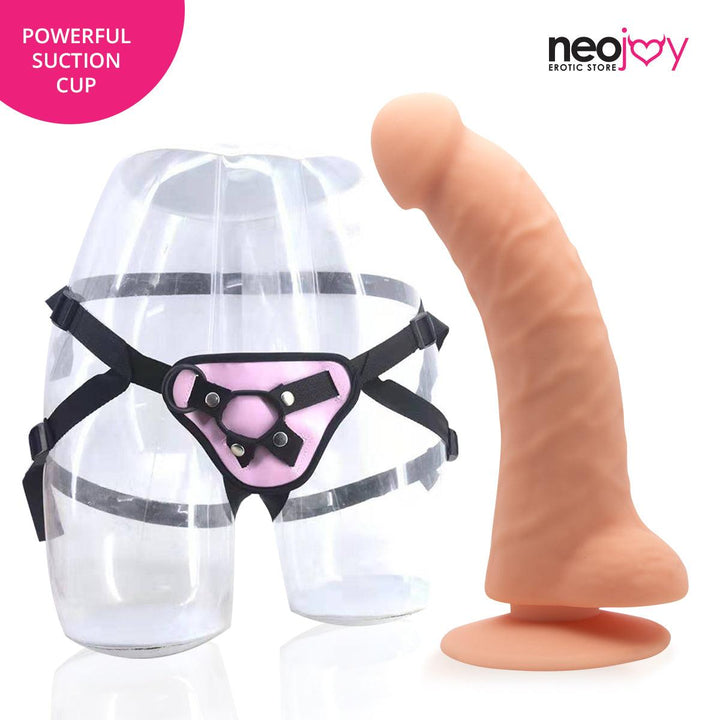 Neojoy - Curved Charmer Dildo With Strap-On Dong - Flesh - 21.4cm - 8.4 inch - Lucidtoys