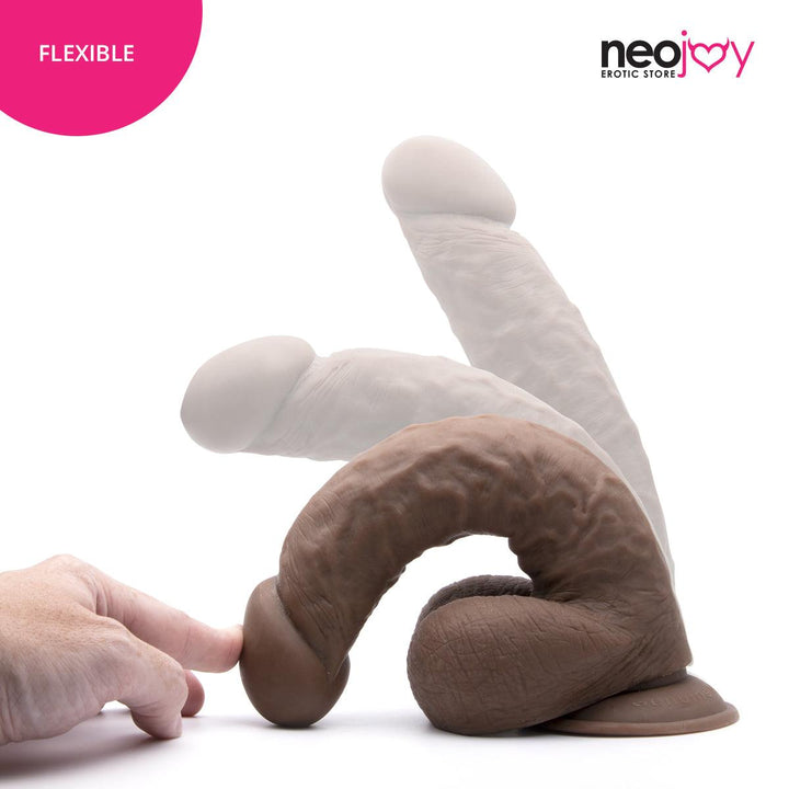 Neojoy - Girthy Lover Dildo With Strap-On Dong Harness - Brown - 25cm - 9.8 inch - Lucidtoys