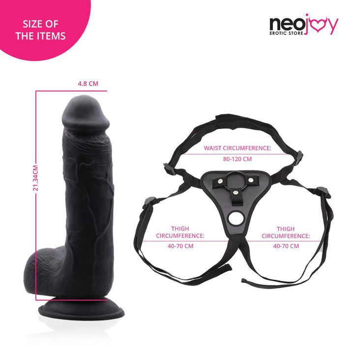 Neojoy - King Dildo With Strap-On Dong Harness - 21.34cm - 8.4 inch - Lucidtoys