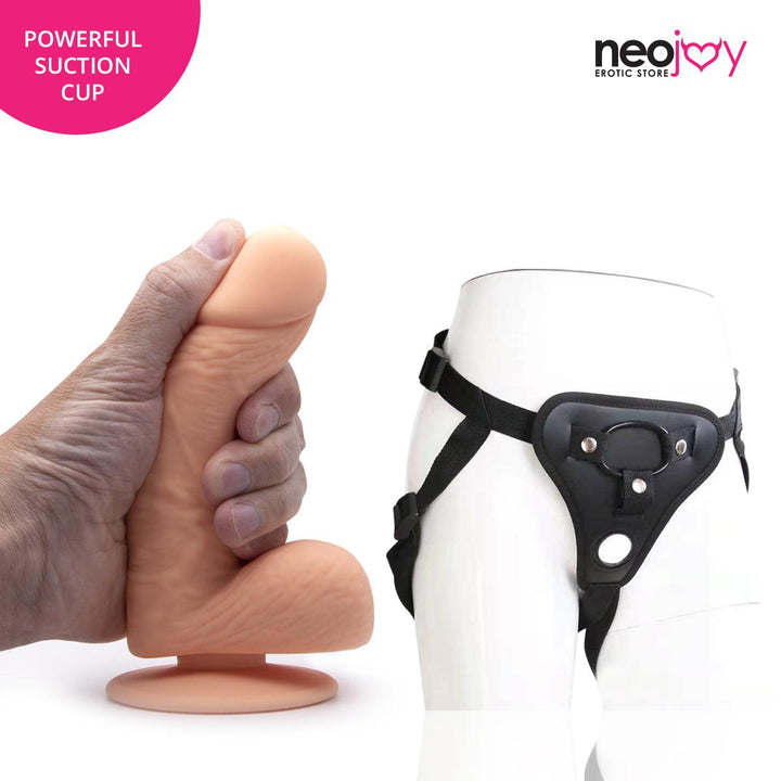 Neojoy - Fill-Me-Up Dildo With Strap-On Dong Harness - Flesh - 19cm - 7.5 inch - Lucidtoys