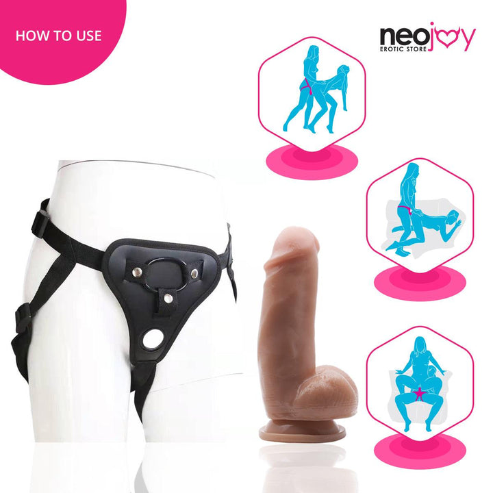 Neojoy - Greedy Boy Dildo With Strap-On 7" Dong Harness - 21.5cm - 8.5 inch - Lucidtoys
