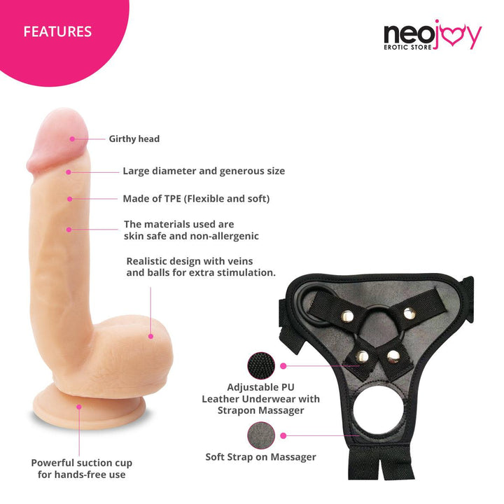 Neojoy - Amazing Lover (Flesh) - Realistic Dildo with Strong Suction Cup and Balls - Lifelike G-spot Anal Penetration Sex Toy - Lucidtoys