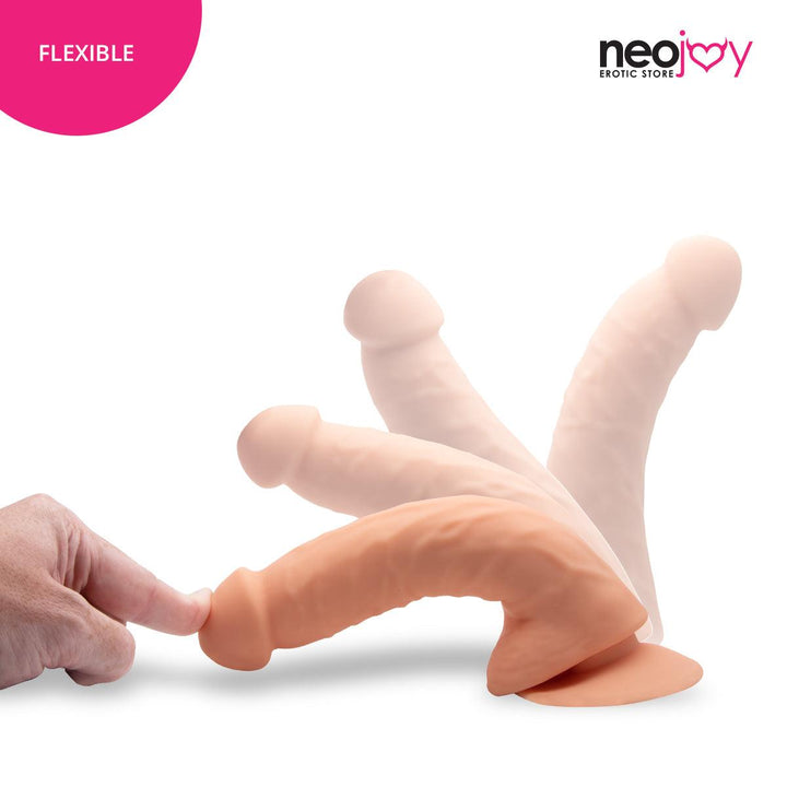 Neojoy - Curved Charmer Dildo With Strap-On Dong Harness - Flesh - 21.4cm - 8.4 inch - Lucidtoys