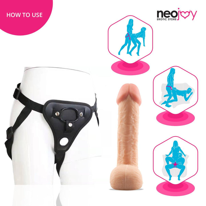 Neojoy Pink-dong Dildo With Strap-On - 11.8" Dong Harness Sex Toy - Lucidtoys