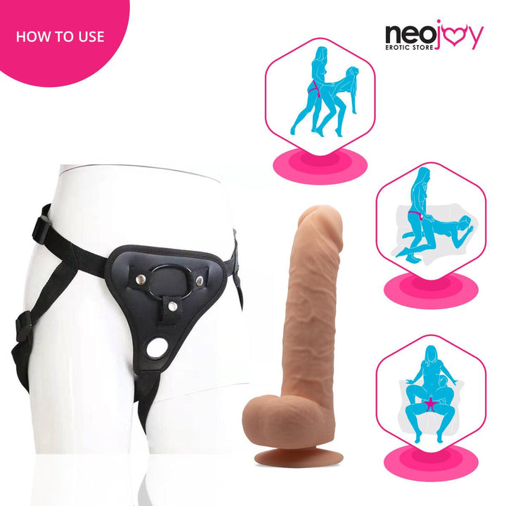 Neojoy - Banger Dildo With Strap-On Dong Harness - Flesh - 21.4cm - 8.4 inch - Lucidtoys