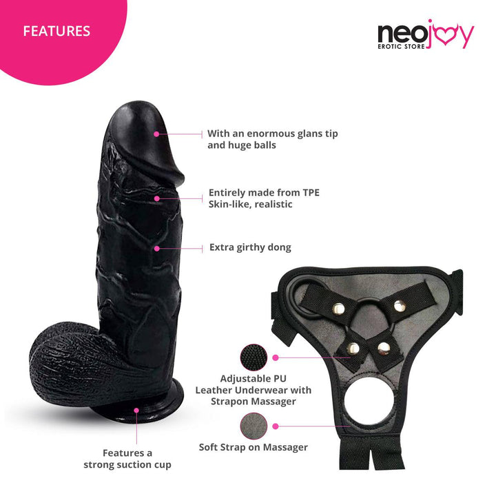 Neojoy Biggest Bad Boy Dildo With Strap-On - Dong Pegging Sex Toy
