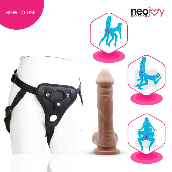Neojoy - Carved Dildo With Strap-On Dong Pegging - Flesh