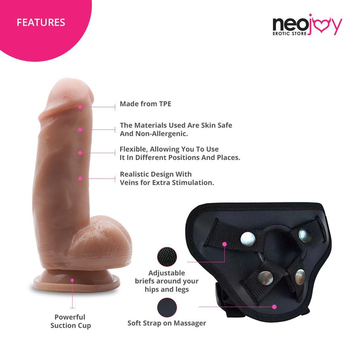 Neojoy - Greedy Boy Dildo With Strap-On Dong Couple - 20cm - 7 inch - Lucidtoys