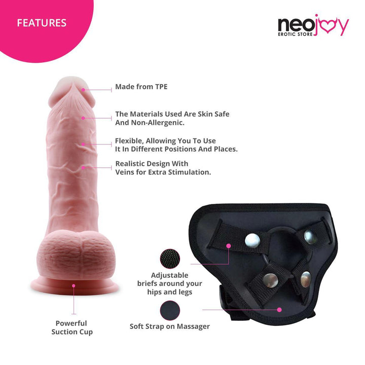 Neojoy - Chubby Dildo With Strap-On Dong Couple - 21.34cm - 8.4 inch - Lucidtoys