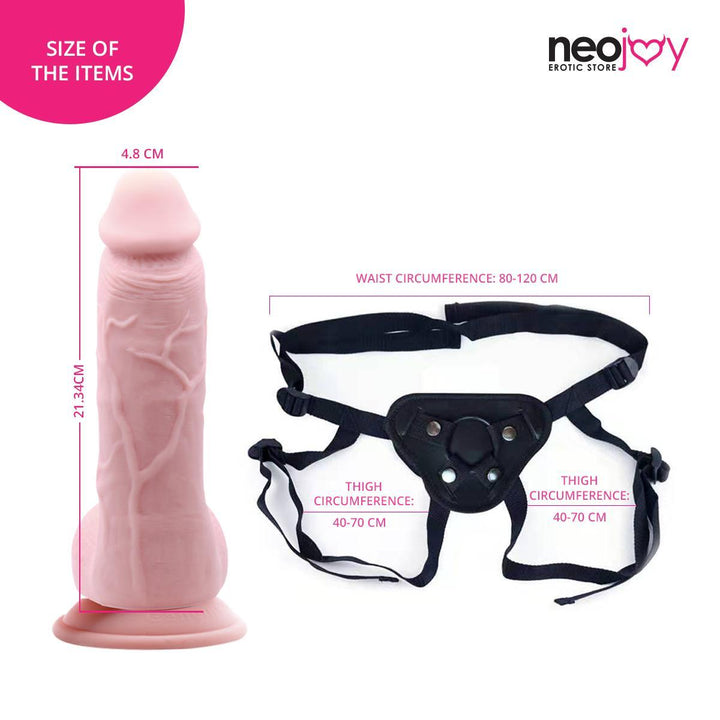 Neojoy - Chubby Dildo With Strap-On Dong Couple - 21.34cm - 8.4 inch - Lucidtoys