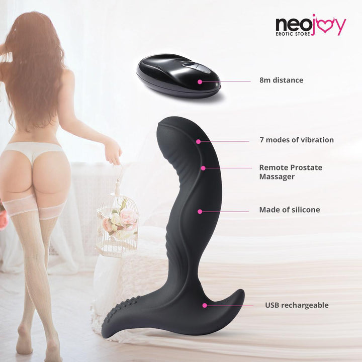 Neojoy Rear Controller Prostate Massager - Silicone P-Spot Vibe - Rechargeable - Lucidtoys