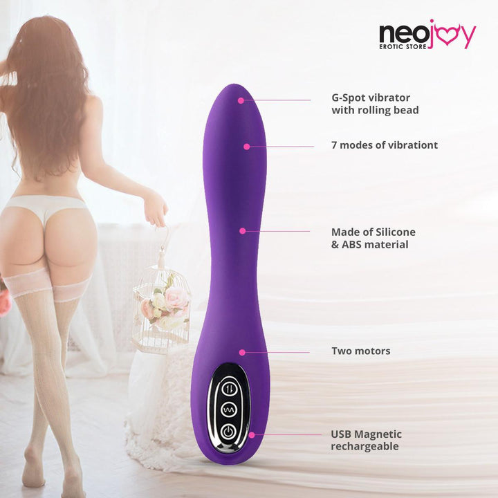 Neojoy G-Spot Roller Silicone Vibrator With Rolling Bead - Multi-Speeds Sex Toy - Lucidtoys