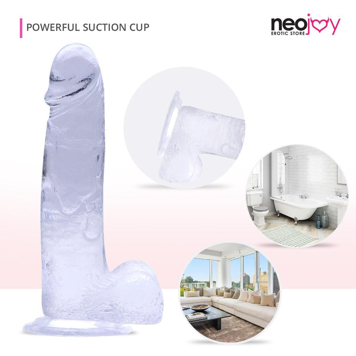 Neojoy 7.87 inch Jelly Dildo - Transparent - Lucidtoys