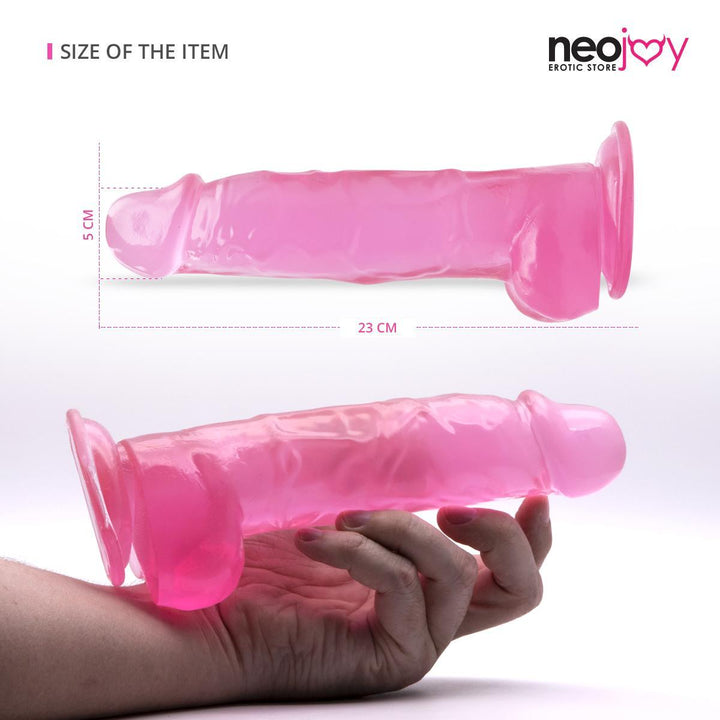 Neojoy - Jelly Dildo - Pink - 22.8 cm - 9 Inch - Lucidtoys