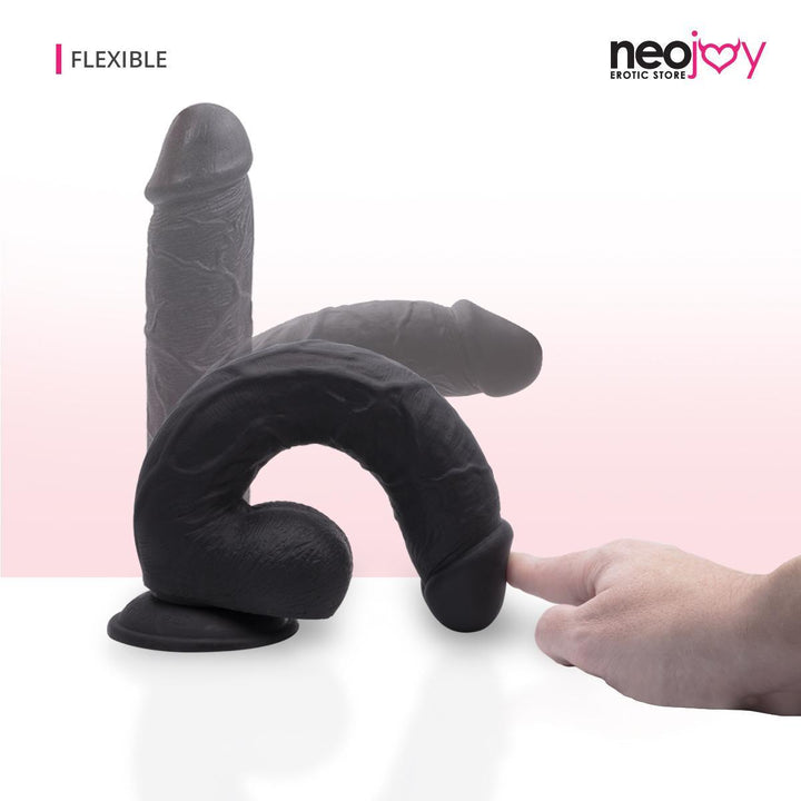 Neojoy - Real-Will Dildo - Black - 28cm - 11 inch + Hybrid Lubido Lube Sachet - Lucidtoys