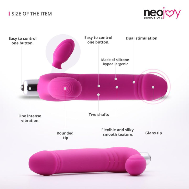 Neojoy - Double Dildo - Couple Vibrator - Medium – Pink - Lucidtoys