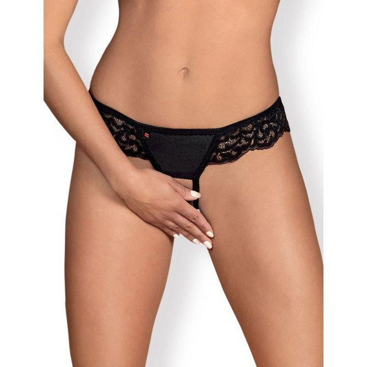 Obsessive - Sexy Lingerie - Laluna Crotchless Thong - Black