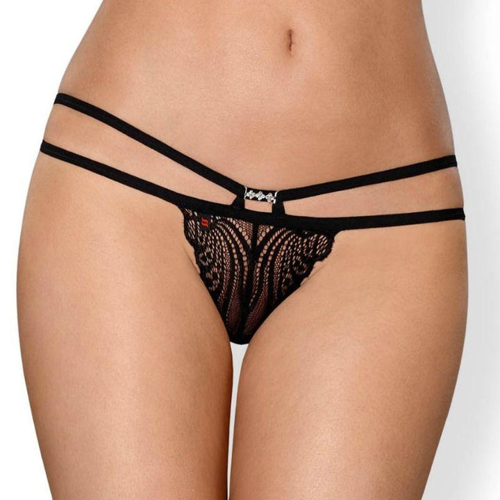 Obsessive - Sexy Lingerie - 828 Crotchless Thong - Black