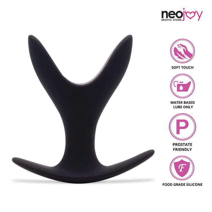 Neojoy Super Expandable Butt Plug Silicone Black With Flat Base - Lucidtoys