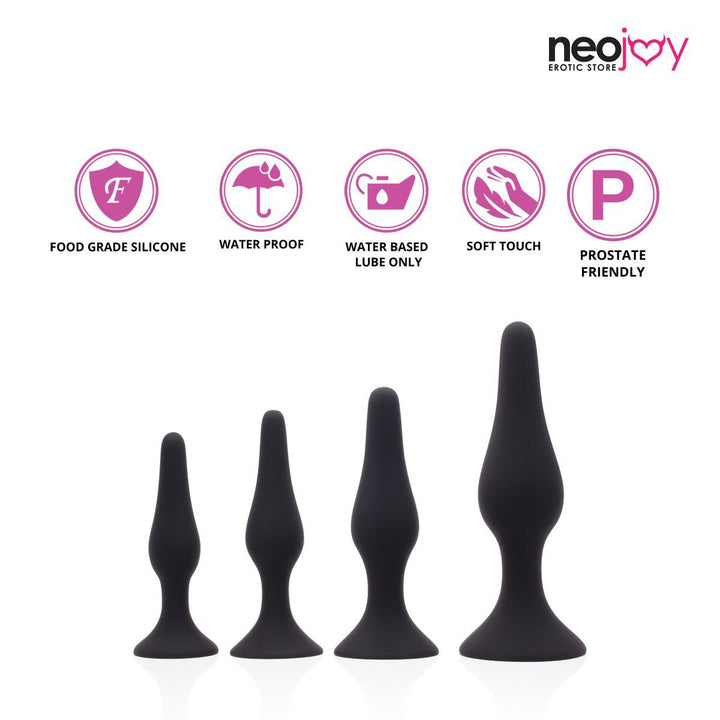 Neojoy Butt plug Set Silicone Black - Lucidtoys