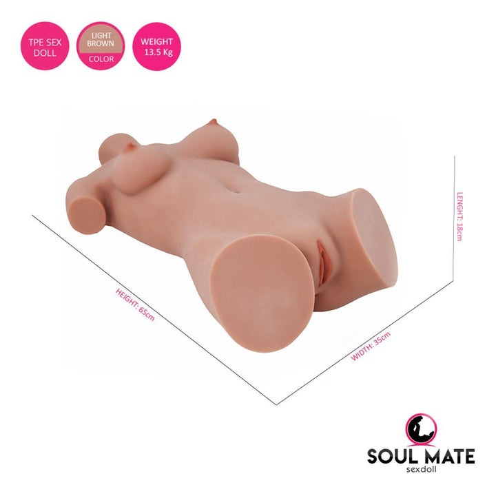 SoulMate Dolls - Lauren Head With Sex Doll Torso - Light Brown - Lucidtoys