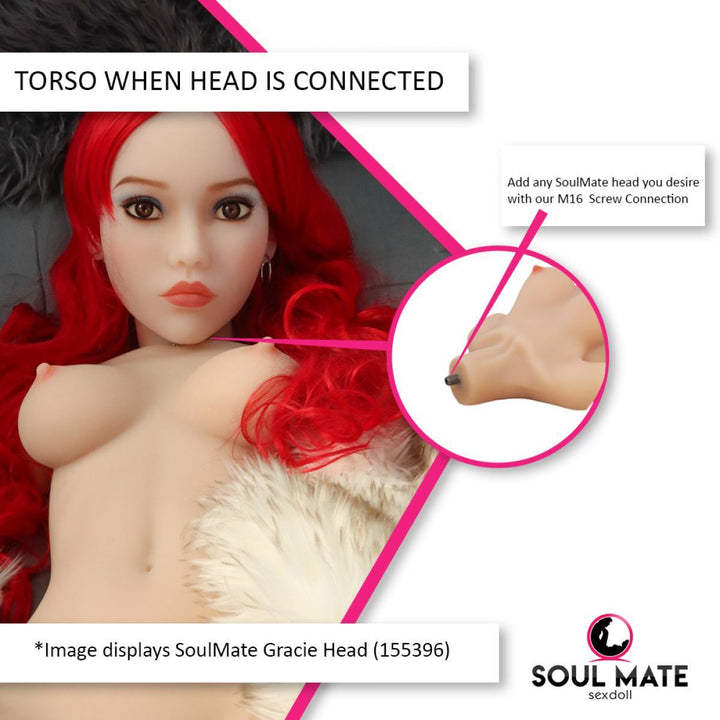SoulMate Real Sex Doll Torso With Head - White - 13.5kg - Lucidtoys