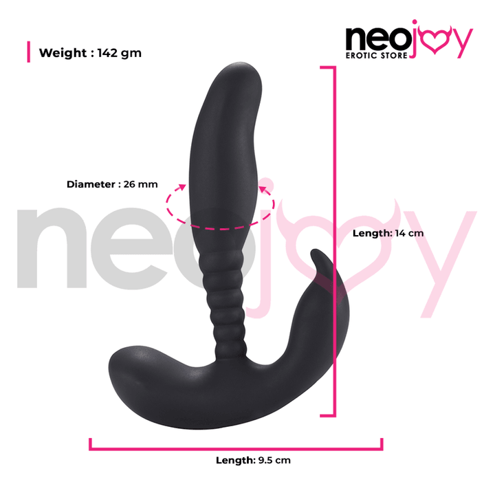 Neojoy Anal Pleasure Dual Vibrating Prostate Stimulator - Black - Lucidtoys